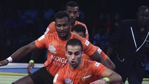U Mumba (Orange) players in action during PKL 2018(AP) U Mumba (Orange) players in action during PKL 2018(AP)