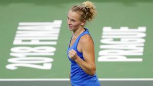 Czech Republic's Katerina Siniakova celebrates during her match against Alison Riske of the U.S.(REUTERS) Czech Republic's Katerina Siniakova celebrates during her match against Alison Riske of the U.S.(REUTERS)