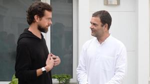 Twitter CEO Jack Dorsey on Monday met Congress president Rahul Gandhi and discussed various steps the social network was taking to curb the spread of fake news and boost healthy conversation on its platform.(Rahul Gandhi/Twitter) Twitter CEO Jack Dorsey on Monday met Congress president Rahul Gandhi and discussed various steps the social network was taking to curb the spread of fake news and boost healthy conversation on its platform.(Rahul Gandhi/Twitter)
