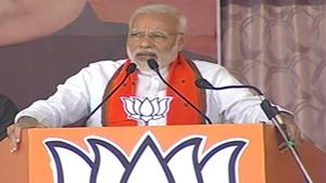 Singling out the Gandhis, PM Modi said the “mother-son duo” were out on bail and hit out at them for questioning the government’s demonetisation move.(BJP/Twitter) Singling out the Gandhis, PM Modi said the “mother-son duo” were out on bail and hit out at them for questioning the government’s demonetisation move.(BJP/Twitter)