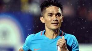 Sunil Chhetri (Blue jersey no. 11) celebrates after striking a goal against Kenya during the Intercontinental football Cup.(PTI) Sunil Chhetri (Blue jersey no. 11) celebrates after striking a goal against Kenya during the Intercontinental football Cup.(PTI)