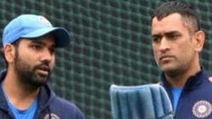 Rohit Sharma with MS Dhoni during a practice session on the eve of the second ODI cricket match against Sri Lanka.(PTI) Rohit Sharma with MS Dhoni during a practice session on the eve of the second ODI cricket match against Sri Lanka.(PTI)
