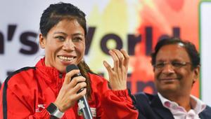 Boxer and brand ambassador of the 10th Women's World Championship, MC Mary Kom, gestures as she addresses a press conference(PTI) Boxer and brand ambassador of the 10th Women's World Championship, MC Mary Kom, gestures as she addresses a press conference(PTI)