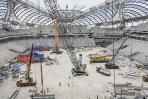 Construction is continuing apace at Al Wakrah stadium, where the 2022 World Cup games will take place in Doha, Qatar, May 17, 2018.(NYT) Construction is continuing apace at Al Wakrah stadium, where the 2022 World Cup games will take place in Doha, Qatar, May 17, 2018.(NYT)