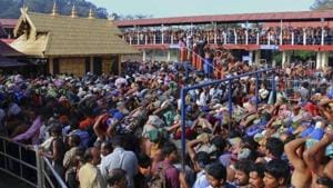 Worshippers queue during a pilgrimage at the Sabarimala temple in Kerala.(AP Photo) Worshippers queue during a pilgrimage at the Sabarimala temple in Kerala.(AP Photo)