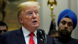 The problem apparently arose as Donald Trump’s tweets based on his prepared speech were out of sequence and also because the first tweet was deleted and reposted.(Reuters) The problem apparently arose as Donald Trump’s tweets based on his prepared speech were out of sequence and also because the first tweet was deleted and reposted.(Reuters)