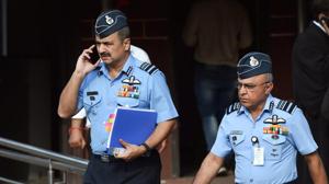 Deputy Chief of Air Staff Air Marshal V R Chaudhari with Air Marshal Anil Khosla (R) leave the Supreme Court after a hearing on Rafale Deal, in New Delhi, Wednesday.(PTI) Deputy Chief of Air Staff Air Marshal V R Chaudhari with Air Marshal Anil Khosla (R) leave the Supreme Court after a hearing on Rafale Deal, in New Delhi, Wednesday.(PTI)