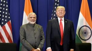 US President Donald Trump described ties with India as a “bulwark for freedom, prosperity and peace”, spoke of his friendship with Prime Minister Narendra Modi and, trying to lighten bilateral trade talks, said Indians are “very good negotiators”.(PTI File Photo) US President Donald Trump described ties with India as a “bulwark for freedom, prosperity and peace”, spoke of his friendship with Prime Minister Narendra Modi and, trying to lighten bilateral trade talks, said Indians are “very good negotiators”.(PTI File Photo)