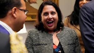 Donald Trump announced Neomi Rao’s (pictured) candidature during the White House Diwali celebrations on Tuesday.(Reuters) Donald Trump announced Neomi Rao’s (pictured) candidature during the White House Diwali celebrations on Tuesday.(Reuters)