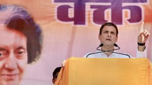 Rahul Gandhi claimed that lands of locals were taken away to set up industries, but when the units were not set up, the lands were not returned to the people.(PTI) Rahul Gandhi claimed that lands of locals were taken away to set up industries, but when the units were not set up, the lands were not returned to the people.(PTI)