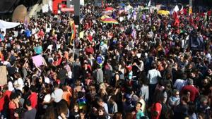 Thousands of people gathered outside the office of Mizoram’s chief electoral officer, S B Shashank, in Aizawl on Tuesday seeking his removal weeks before the November 28 assembly elections.(AFP File Photo)