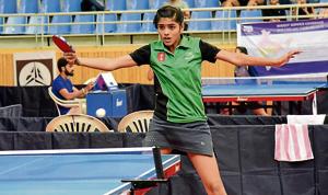 City’s Pritha Vartikar in action at the 49th inter-district and 80th Maharashtra state championship table tennis tournament 2018 at Shiv Chhatrapati sports complex on Thursday.(HT PHOTO) City’s Pritha Vartikar in action at the 49th inter-district and 80th Maharashtra state championship table tennis tournament 2018 at Shiv Chhatrapati sports complex on Thursday.(HT PHOTO)