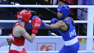Indian boxer Manisha Moun in action during her bout against Christian Cruz.(BFI Image) Indian boxer Manisha Moun in action during her bout against Christian Cruz.(BFI Image)
