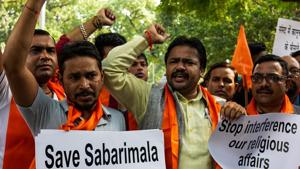Rehana Fathima had made an attempt to enter into Sabarimala when the temple was opened for monthly puja in October after the Supreme Court order allowing entry of women in the age group of 10 and 50 into the Lord Ayyappa shrine.(File Photo) Rehana Fathima had made an attempt to enter into Sabarimala when the temple was opened for monthly puja in October after the Supreme Court order allowing entry of women in the age group of 10 and 50 into the Lord Ayyappa shrine.(File Photo)