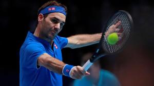 Roger Federer in action during his group stage match against South Africa's Kevin Anderson.(Action Images via Reuters)
