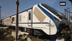 The first trial run of Indian Railways’ Train 18, the country’s first engine-less train, will be conducted on Bareilly-Moradabad section on a standard railway track on Saturday.(ANI/Twitter) The first trial run of Indian Railways’ Train 18, the country’s first engine-less train, will be conducted on Bareilly-Moradabad section on a standard railway track on Saturday.(ANI/Twitter)