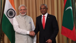 Ibrahim Mohamed Solih took over as president of the Maldives on Saturday following a fierce political discord caused by the autocratic rule of outgoing leader Yameen Abdul Gayoom.(Raveesh Kumar/Twitter Photo) Ibrahim Mohamed Solih took over as president of the Maldives on Saturday following a fierce political discord caused by the autocratic rule of outgoing leader Yameen Abdul Gayoom.(Raveesh Kumar/Twitter Photo)