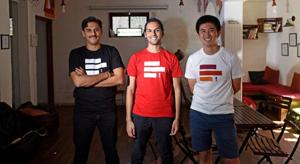 Dhrupad Karwa (C), Andy Leung (R) and Neer Sharma (L), co-founders of HaikuJAM, in Mumbai.(Satyabrata Tripathy/HT Photo) Dhrupad Karwa (C), Andy Leung (R) and Neer Sharma (L), co-founders of HaikuJAM, in Mumbai.(Satyabrata Tripathy/HT Photo)