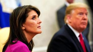 Outgoing US ambassador to the UN Nikki Haley with US President Donald Trump at the Oval Office of the White House in Washington.(REUTERS) Outgoing US ambassador to the UN Nikki Haley with US President Donald Trump at the Oval Office of the White House in Washington.(REUTERS)