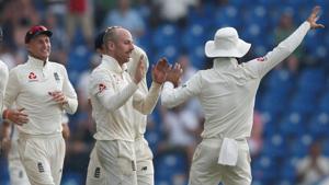 England's Jack Leach (C) celebrates after taking the wicket of Sri Lanka's Dilruwan Perera(REUTERS) England's Jack Leach (C) celebrates after taking the wicket of Sri Lanka's Dilruwan Perera(REUTERS)
