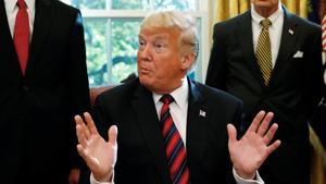 US President Donald Trump talks to reporters about the killing of journalist Jamal Khashoggi in Turkey during a bill signing ceremony at the White House in Washington, US, October 23, 2018.(Reuters File Photo) US President Donald Trump talks to reporters about the killing of journalist Jamal Khashoggi in Turkey during a bill signing ceremony at the White House in Washington, US, October 23, 2018.(Reuters File Photo)