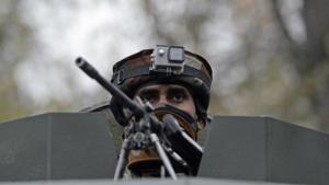 Based on inputs, a cordon and search operation was launched by police and security forces at dawn in Rebban area of Zainapora in Shopian district.(AFP) Based on inputs, a cordon and search operation was launched by police and security forces at dawn in Rebban area of Zainapora in Shopian district.(AFP)