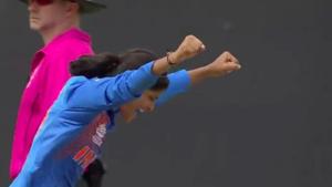 Radha Yadav took two wickets in India’s last Group B game against Australia.(ICC) Radha Yadav took two wickets in India’s last Group B game against Australia.(ICC)
