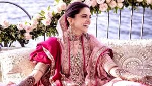 Ranveer Singh-Deepika Padukone Anandkaraj Wedding: Deepika Padukone topped off her pretty mehendi ensemble with lots of bling via a statement rani haar. (Instagram)