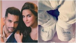 Angad Bedi and Neha Dhupia shared the first picture of their daughter Mehr. Angad Bedi and Neha Dhupia shared the first picture of their daughter Mehr.
