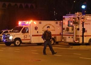 A Chicago police officer works the scene after a gunman opened fire at Mercy Hospital on Monday, Nov. 19, 2018, in Chicago. A police spokesman said the gunman was dead, but it was not immediately clear if he took his own life or was killed by police at the hospital on the city's South Side.(AP) A Chicago police officer works the scene after a gunman opened fire at Mercy Hospital on Monday, Nov. 19, 2018, in Chicago. A police spokesman said the gunman was dead, but it was not immediately clear if he took his own life or was killed by police at the hospital on the city's South Side.(AP)