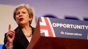 British Prime Minister Theresa May delivers her keynote address on the final day of at the Conservative Party Conference in Birmingham, Britain, October 3, 2018.(Reuters file photo) British Prime Minister Theresa May delivers her keynote address on the final day of at the Conservative Party Conference in Birmingham, Britain, October 3, 2018.(Reuters file photo)