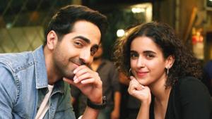 Ayushmann Khurrana and co-star Sanya Malhotra in Badhaai Ho. The film was positively received by critics and audiences Ayushmann Khurrana and co-star Sanya Malhotra in Badhaai Ho. The film was positively received by critics and audiences