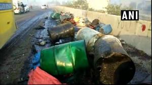 Five labourers were killed and five others seriously injured early on Wednesday after an over-speeding car crushed them to death in Haryana’s Hisar.(ANI/Twitter) Five labourers were killed and five others seriously injured early on Wednesday after an over-speeding car crushed them to death in Haryana’s Hisar.(ANI/Twitter)