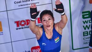 New Delhi: Indian boxer MC Mary Kom reacts after defeating China's Wu Yu in the quarterfinals of women's light flyweight 45-48 kg category bout at AIBA Women's World Boxing Championships, in New Delhi, Tuesday, Nov. 20, 2018.(PTI) New Delhi: Indian boxer MC Mary Kom reacts after defeating China's Wu Yu in the quarterfinals of women's light flyweight 45-48 kg category bout at AIBA Women's World Boxing Championships, in New Delhi, Tuesday, Nov. 20, 2018.(PTI)