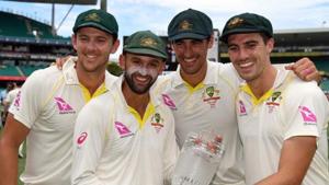 Australia's Josh Hazlewood (L), Nathan Lyon (2/L), Mitchell Starc (2/R) and Pat Cummins (R)(AFP) Australia's Josh Hazlewood (L), Nathan Lyon (2/L), Mitchell Starc (2/R) and Pat Cummins (R)(AFP)