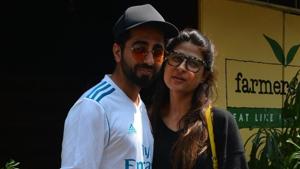 Actor Ayushmann Khurrana along with his wife Tahira Kashyap seen at Mumbai's Bandra.(IANS) Actor Ayushmann Khurrana along with his wife Tahira Kashyap seen at Mumbai's Bandra.(IANS)