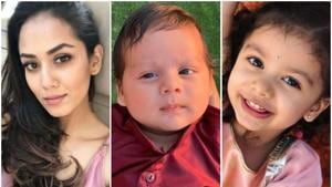 Mira Rajput was spotted at the Mumbai airport with her children, two-year-old Misha and few months’ old, Zain Kapoor.(Instagram) Mira Rajput was spotted at the Mumbai airport with her children, two-year-old Misha and few months’ old, Zain Kapoor.(Instagram)