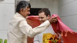 Chandrababu Naidu, who has been making efforts to put together an anti-BJP front, had met Rahul Gandhi earlier this month.(PTI/File Photo) Chandrababu Naidu, who has been making efforts to put together an anti-BJP front, had met Rahul Gandhi earlier this month.(PTI/File Photo)
