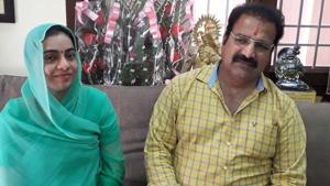 Congress candidate from Civil lines constituency in Jaipur,Pratap Singh Khachariyawas, with his wife Niraj Kanwar at his home. Rajasthan will vote for a new assembly on December 7.(HT Photo) Congress candidate from Civil lines constituency in Jaipur,Pratap Singh Khachariyawas, with his wife Niraj Kanwar at his home. Rajasthan will vote for a new assembly on December 7.(HT Photo)