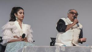 Boney Kapoor and actor Janhvi Kapoor during the 49th International Film Festival of India.(PTI) Boney Kapoor and actor Janhvi Kapoor during the 49th International Film Festival of India.(PTI)