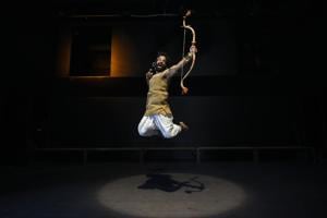 Danish Khan, a member of Rangviyanak Rangmandal theatre group in Bareilly (Uttar Pradesh) is seen rehearsing for his part in the play, Abhimanyu.(Burhaan Kinu/HT PHOTO) Danish Khan, a member of Rangviyanak Rangmandal theatre group in Bareilly (Uttar Pradesh) is seen rehearsing for his part in the play, Abhimanyu.(Burhaan Kinu/HT PHOTO)