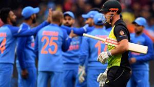 Australia's batsman Chris Lynn (R) walks off after been dismissed by India during their T20 international cricket match at the MCG in Melbourne.(AFP) Australia's batsman Chris Lynn (R) walks off after been dismissed by India during their T20 international cricket match at the MCG in Melbourne.(AFP)