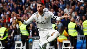 Real Madrid's Sergio Ramos celebrates scoring their second goal.(REUTERS) Real Madrid's Sergio Ramos celebrates scoring their second goal.(REUTERS)