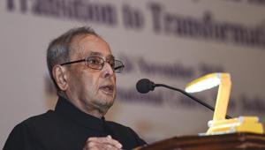 Former President Pranab Mukherjee addressed the National Conference on 'Towards Peace, Harmony and Happiness: Transition to Transformation', in New Delhi on Friday, November 23, 2018.(PTI)