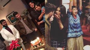 The Sky Is Pink team hosts a small bash for Priyanka Chopra and Nick Jonas ahead of their departure for their wedding destination.(Instagram) The Sky Is Pink team hosts a small bash for Priyanka Chopra and Nick Jonas ahead of their departure for their wedding destination.(Instagram)