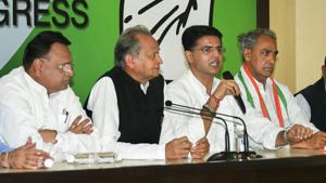 Rajasthan Congress chief Sachin Pilot with senior leader and former Rajasthan CM Ashok Gehlot.(PTI) Rajasthan Congress chief Sachin Pilot with senior leader and former Rajasthan CM Ashok Gehlot.(PTI)
