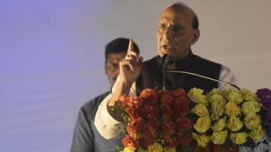 Union minister Rajnath Singh addressing an international conference organised by AIPTF in Gaya on Saturday(Rajesh Kumar/HT Photo) Union minister Rajnath Singh addressing an international conference organised by AIPTF in Gaya on Saturday(Rajesh Kumar/HT Photo)