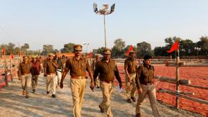Security has been stepped up in Ayodhya, in view of the VHP event and the presence of a large number of Shiv Sainiks in town(REUTERS)