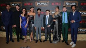 Abhishek Bachchan, Christian Bale, Madhuri Dixit, Kareena Kapoor Khan, Rohan Chand, Freida Pinto, Andy Serkis and Anil Kapoor at the world premiere of Mowgli: Legend of the Jungle in Mumbai.(Viral Bhayani) Abhishek Bachchan, Christian Bale, Madhuri Dixit, Kareena Kapoor Khan, Rohan Chand, Freida Pinto, Andy Serkis and Anil Kapoor at the world premiere of Mowgli: Legend of the Jungle in Mumbai.(Viral Bhayani)