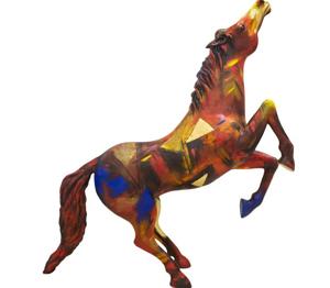 The showstopper is an 8-ft-tall sculpture painted by the celebrated Paris-based artist Sujata Bajaj, using a vibrant palette of red, ochre and blue.(HT) The showstopper is an 8-ft-tall sculpture painted by the celebrated Paris-based artist Sujata Bajaj, using a vibrant palette of red, ochre and blue.(HT)